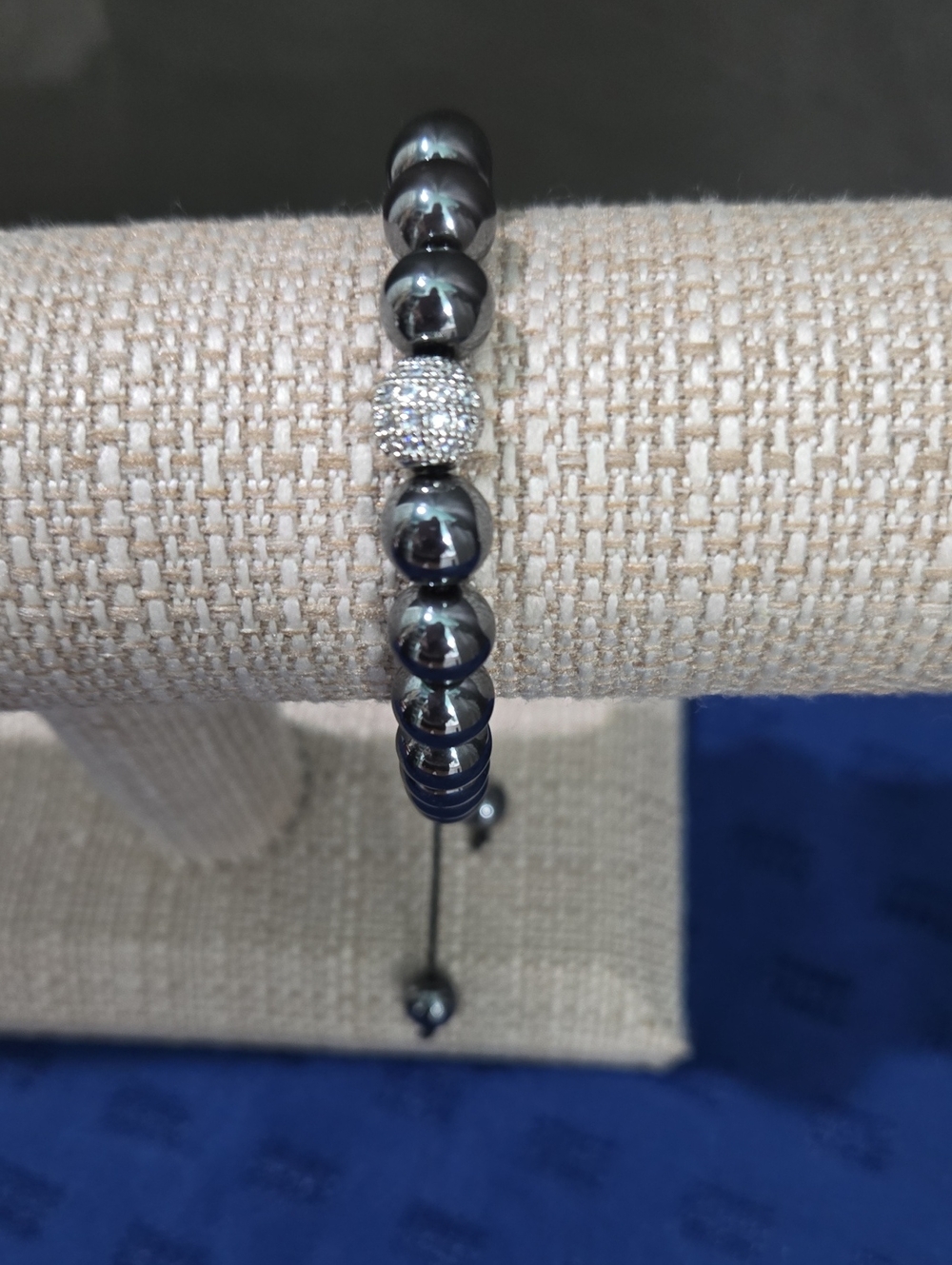 Pavé Accent Hematite Bead Bracelet - Women Jewelry